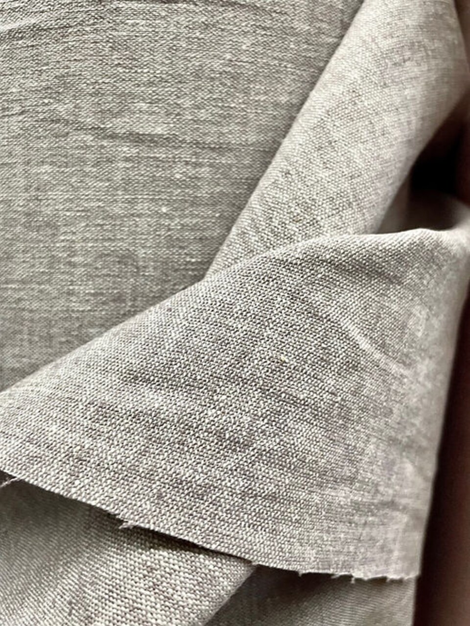 1 Yard Grey Tweed Two Tone Linen Cotton Woven Stretch Fabric 46 Inches Wide